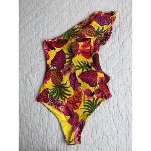 Farm Rio One Piece Ruffle Cheeky Bathing Suit, Fruit Dream, Size S, New